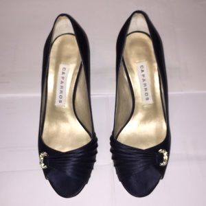 Satin evening shoes.